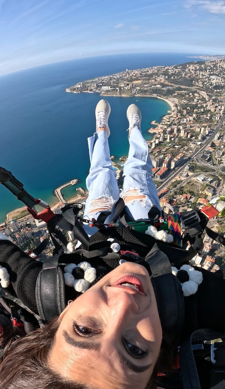 View of Jounieh Bay and the Mediterranean from a tandem paraglider